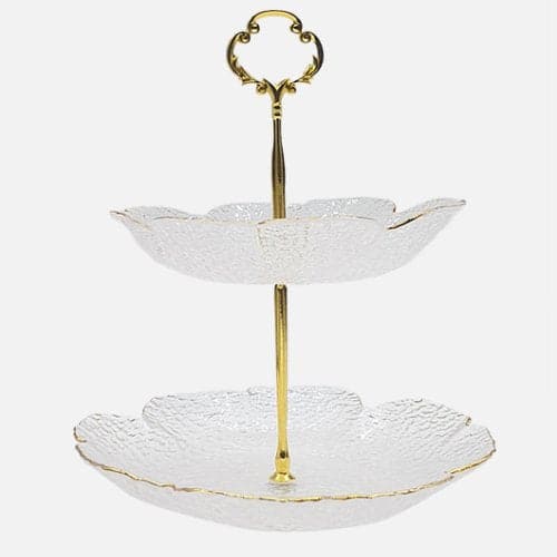 Luxury double-layered frosted glass cake stand