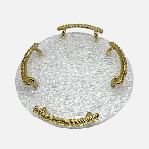 Luxurious Acrylic Platter with Golden Handle