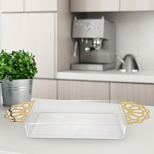 Clear Acrylic Tray with Golden Handles