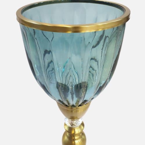 Stylish Blue and Gold Brass Flower pot