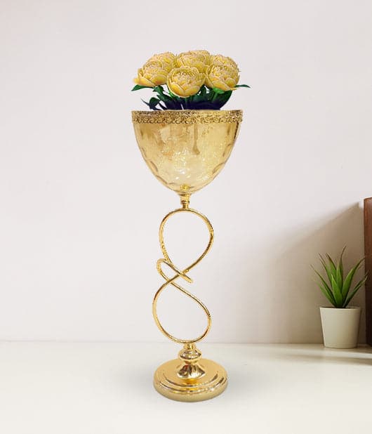 Metal & Glass Decorative Flower pot