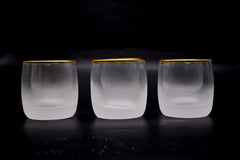 Gold Rim Clear Stemless Wine Glass