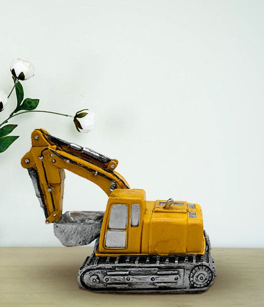 Yellow Excavator Resin Toy Décor Money Box