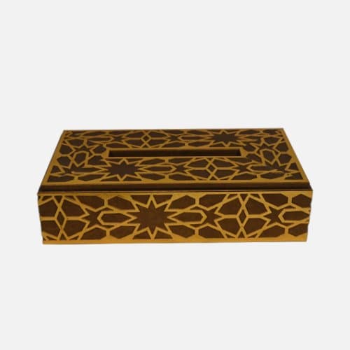 Gold Wooden Tissue Box