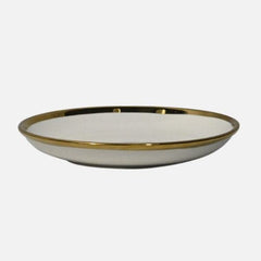 White and Gold Ceramic Dinnerware Plate