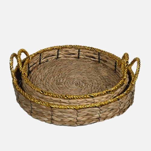 Two-Pieces Set Of Round Basket Tray