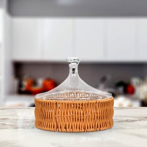 Royal Rattan Cake Box With Clear Acrylic Lid And Tall Dome