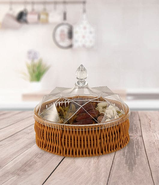 Rattan Cake Box With A Stylish Acrylic Lid