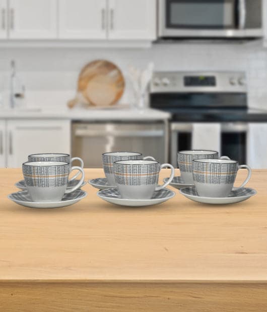 Checker Cup Saucer Set