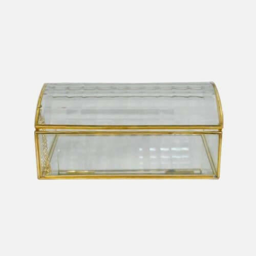 Patterned Glass Ornament Box With Linked Chain