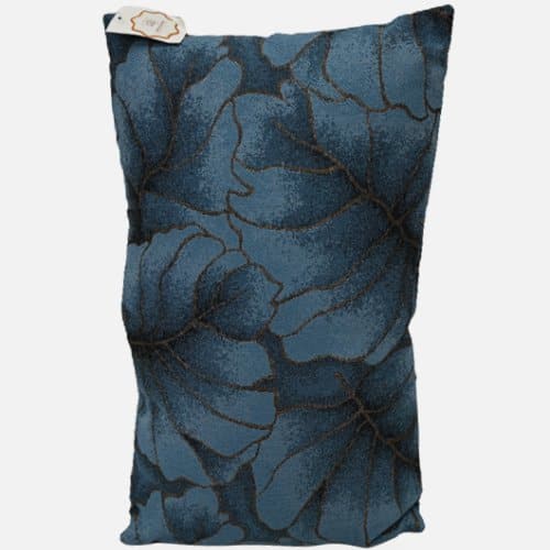 Blue/ Black Printed Leaf Rectangle Shape Cushion Cover