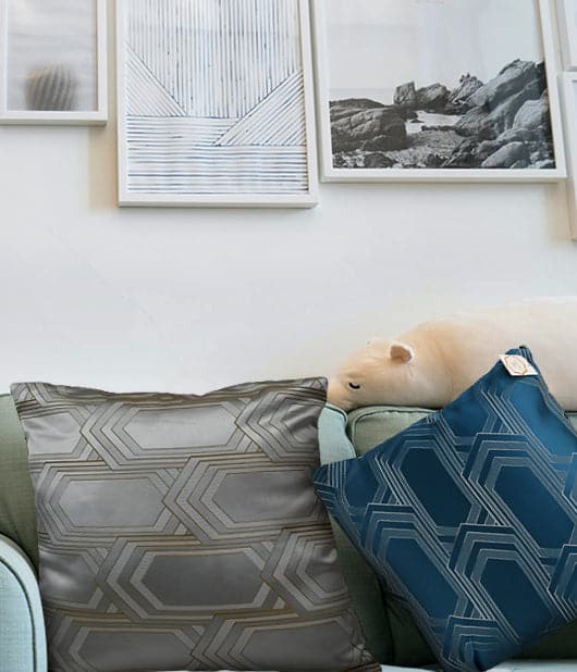 Geometrical Design Cushion Cover 2pc Set Blue And Grey In Color