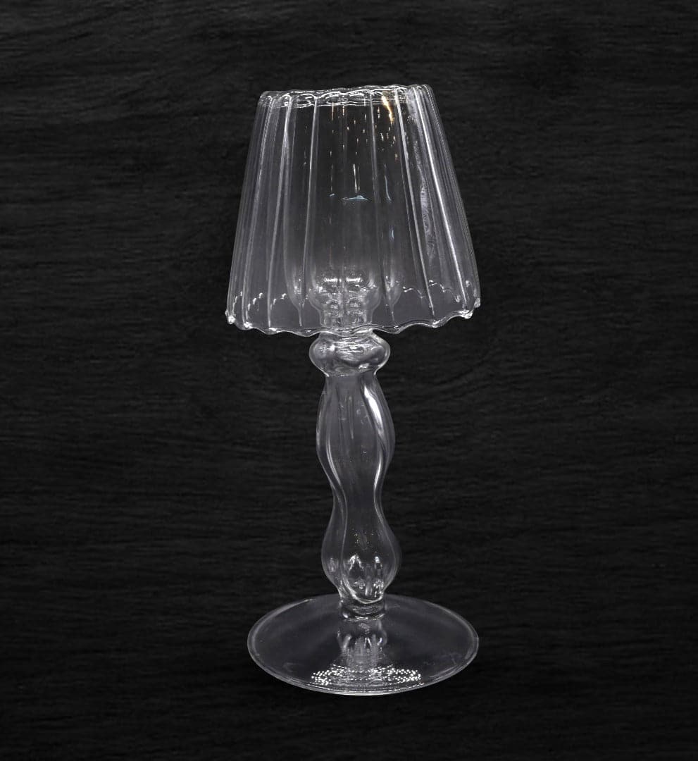 Lamp Shape Stripe Glass Candle Holder