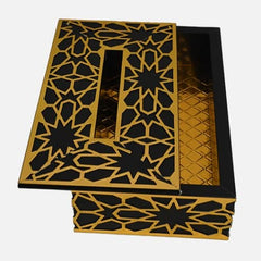 Black Gold Wooden Tissue Box