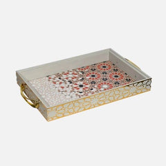 Decorative Tray With Metal Handles (Set of 2)