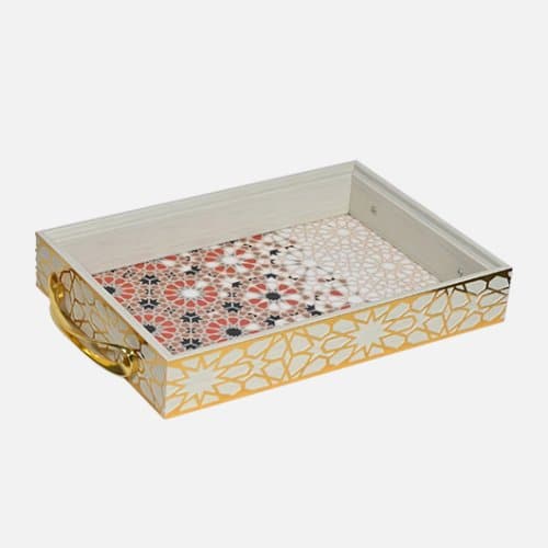 Decorative Tray With Metal Handles (Set of 2)