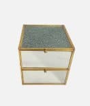 Frosted And Clear Glass Ornament Box With 2 Sliding Drawers