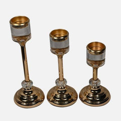 Metal And Glass Decorative Candle Holder Gold (Set Of 3)