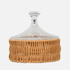 Multifunctional Rattan Cake Box With Clear Acrylic Lid And Tall Dome