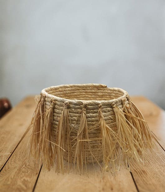 Handwoven Plant Pot With Woven Strips