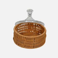 Royal Rattan Cake Box With Clear Acrylic Lid And Tall Dome