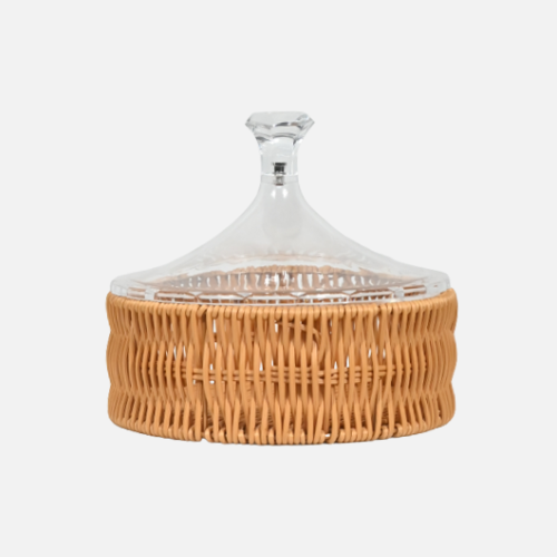Royal Rattan Cake Box With Clear Acrylic Lid And Tall Dome