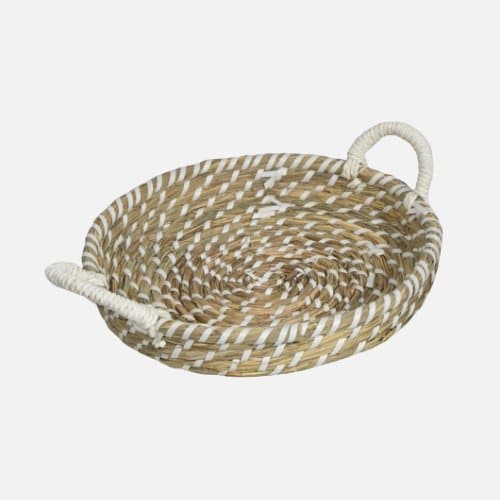 Serving Basket Tray With White Handle