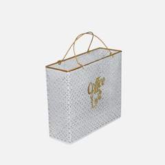 White Gift Bag Shape Basket With Golden Color Handle